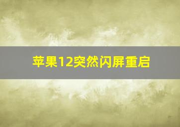 苹果12突然闪屏重启