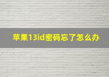 苹果13id密码忘了怎么办