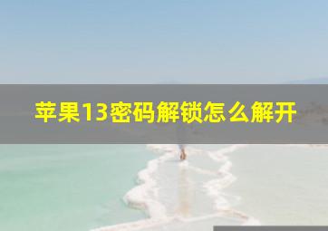 苹果13密码解锁怎么解开