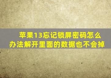 苹果13忘记锁屏密码怎么办法解开里面的数据也不会掉