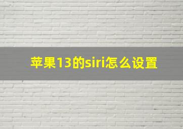 苹果13的siri怎么设置