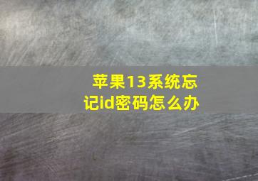 苹果13系统忘记id密码怎么办