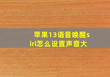 苹果13语音唤醒siri怎么设置声音大