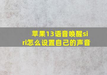 苹果13语音唤醒siri怎么设置自己的声音