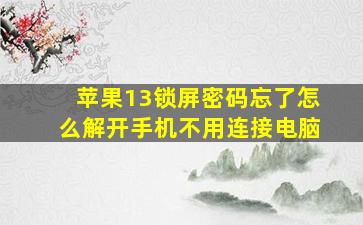 苹果13锁屏密码忘了怎么解开手机不用连接电脑