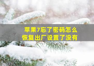 苹果7忘了密码怎么恢复出厂设置了没有