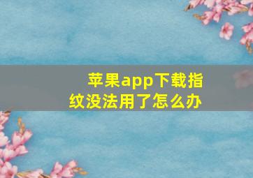 苹果app下载指纹没法用了怎么办