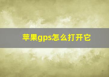 苹果gps怎么打开它