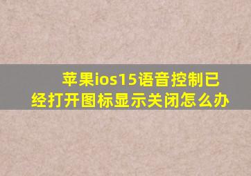 苹果ios15语音控制已经打开图标显示关闭怎么办