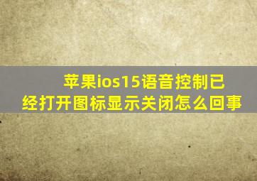 苹果ios15语音控制已经打开图标显示关闭怎么回事