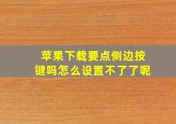 苹果下载要点侧边按键吗怎么设置不了了呢