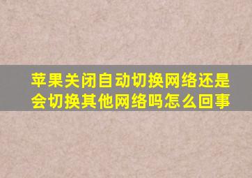 苹果关闭自动切换网络还是会切换其他网络吗怎么回事