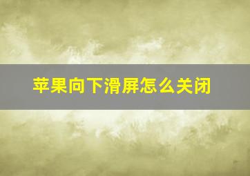 苹果向下滑屏怎么关闭