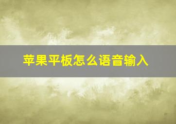 苹果平板怎么语音输入