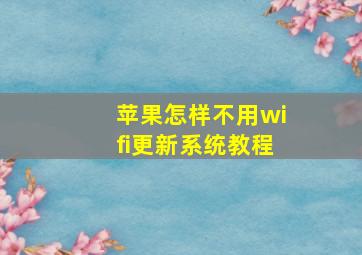 苹果怎样不用wifi更新系统教程