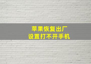 苹果恢复出厂设置打不开手机