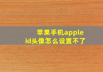 苹果手机appleid头像怎么设置不了