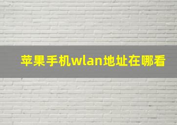 苹果手机wlan地址在哪看