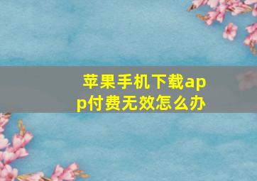 苹果手机下载app付费无效怎么办