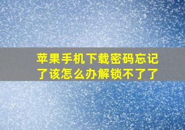 苹果手机下载密码忘记了该怎么办解锁不了了