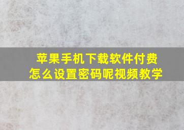 苹果手机下载软件付费怎么设置密码呢视频教学