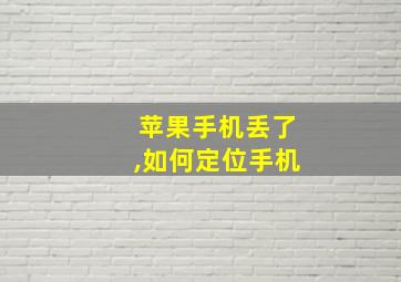 苹果手机丢了,如何定位手机