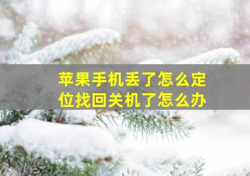 苹果手机丢了怎么定位找回关机了怎么办