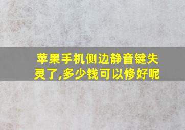 苹果手机侧边静音键失灵了,多少钱可以修好呢