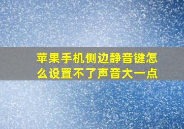 苹果手机侧边静音键怎么设置不了声音大一点