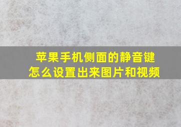 苹果手机侧面的静音键怎么设置出来图片和视频