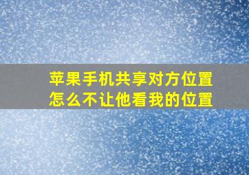 苹果手机共享对方位置怎么不让他看我的位置