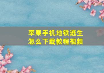 苹果手机地铁逃生怎么下载教程视频