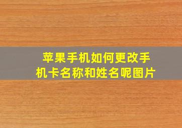 苹果手机如何更改手机卡名称和姓名呢图片