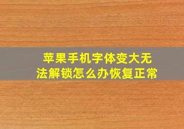 苹果手机字体变大无法解锁怎么办恢复正常