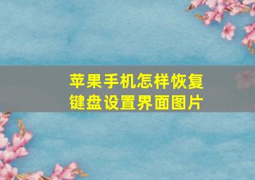 苹果手机怎样恢复键盘设置界面图片