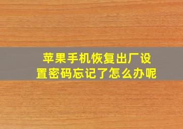 苹果手机恢复出厂设置密码忘记了怎么办呢