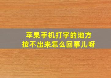 苹果手机打字的地方按不出来怎么回事儿呀