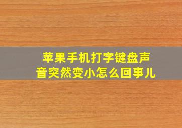 苹果手机打字键盘声音突然变小怎么回事儿