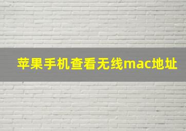 苹果手机查看无线mac地址