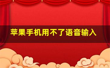 苹果手机用不了语音输入