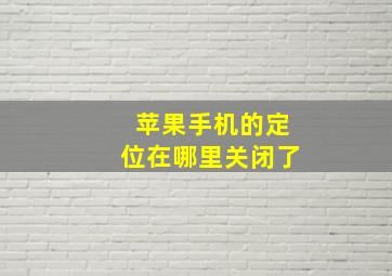 苹果手机的定位在哪里关闭了