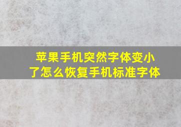 苹果手机突然字体变小了怎么恢复手机标准字体