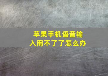 苹果手机语音输入用不了了怎么办