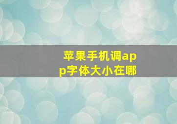 苹果手机调app字体大小在哪