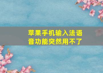 苹果手机输入法语音功能突然用不了