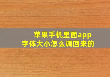 苹果手机里面app字体大小怎么调回来的