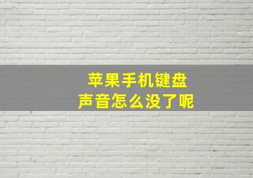 苹果手机键盘声音怎么没了呢