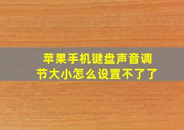 苹果手机键盘声音调节大小怎么设置不了了