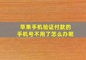 苹果手机验证付款的手机号不用了怎么办呢