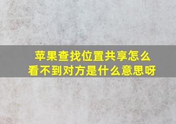 苹果查找位置共享怎么看不到对方是什么意思呀